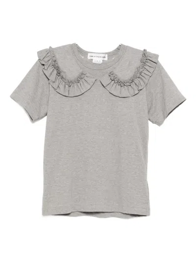 Comme Des Garcons Girl Gray Ruffled Collar T-shirt In Gray