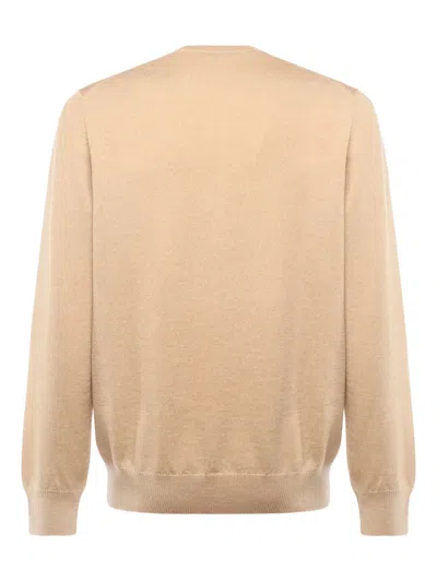 Fay Crew-neck Jumper In Shaved Cotton Knit In Neutral