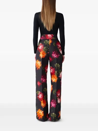 Carolina Herrera Diane Chrysanthemum-print Trousers In Black