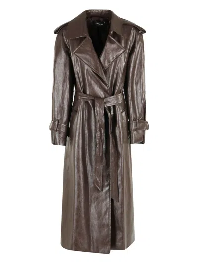 Federica Tosi Trench Pelle Metallo In Brown