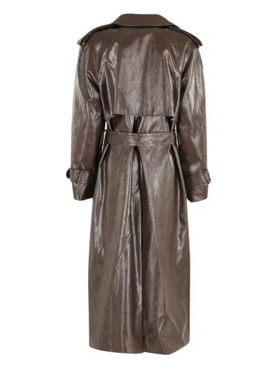 Federica Tosi Trench Pelle Metallo In Brown