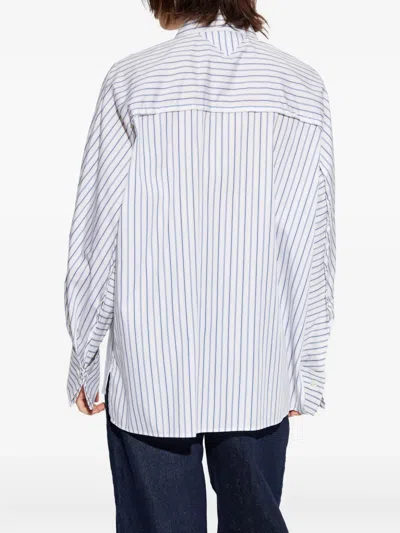 Lanvin Striped Collared Shirt In White