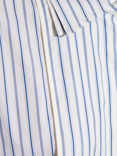 Lanvin Striped Collared Shirt In White