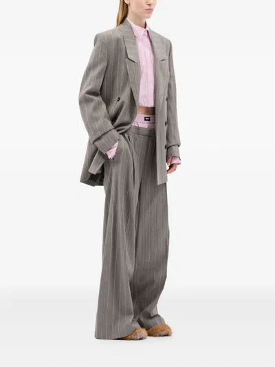 Msgm Pinstripe-pattern Layered Trousers In Gray