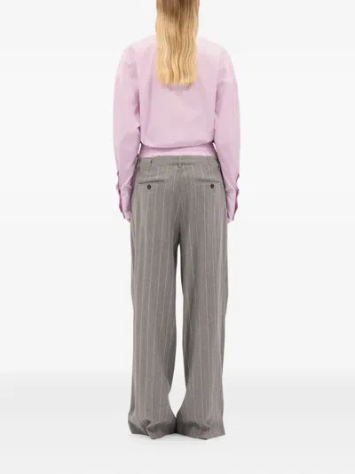 Msgm Pinstripe-pattern Layered Trousers In Gray