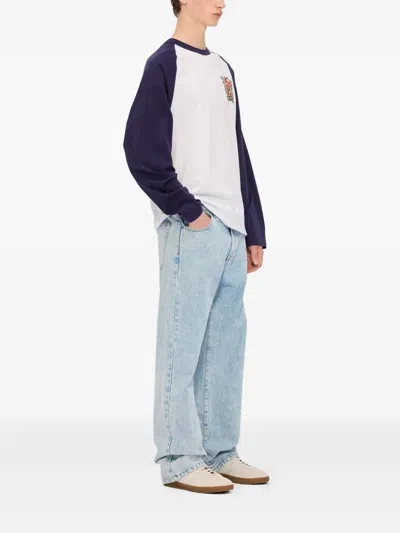 Msgm Long-sleeve Graphic-print T-shirt In White