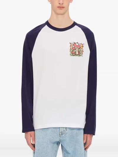 Msgm Long-sleeve Graphic-print T-shirt In White
