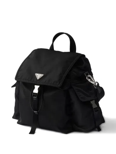 Prada Explore Re-nylon And Leather Backpack In Black