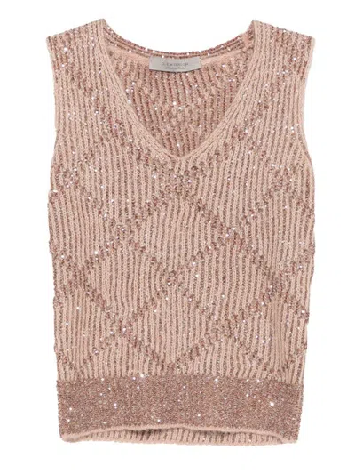 D Exterior D.exterior Pink Sleeveless Vest With Sequin Motif In Pink