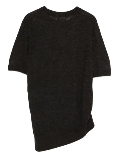 Soeur Asymmetric-hemline Short-sleeve T-shirt In Brown