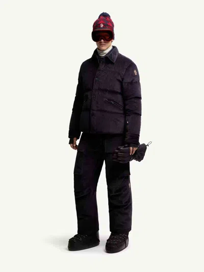 Moncler Elgon Corduroy Down Ski Jacket In Black