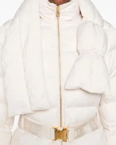 Elisabetta Franchi Tailored Minimalistic Jacket With Structured Shoulders In White