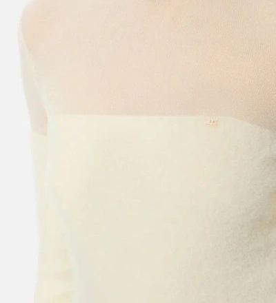 Elisabetta Franchi Milk Cropped Turtleneck Sweater In Neutral