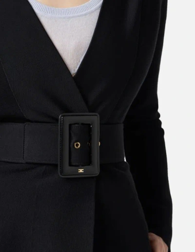 Elisabetta Franchi Black Belted Knitted Jacket In Black