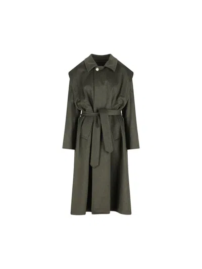 Cini Belted Coat In Green