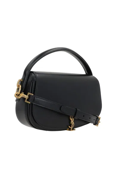 Saint Laurent Voltaire In Box Curved-handle Leather Shoulder Bag In Black