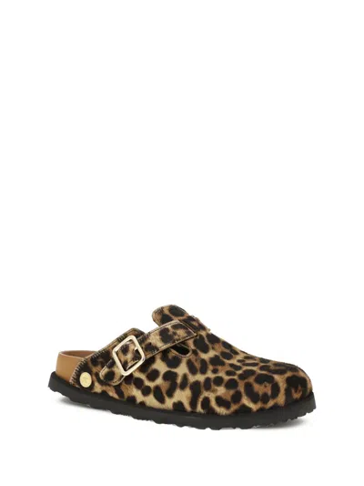 Birkenstock Pony-hair Buckled-detail Mules In Brown
