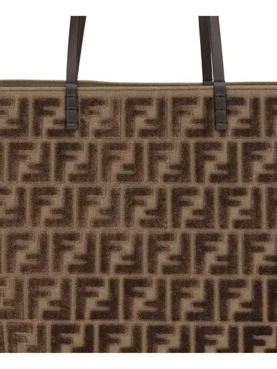 Fendi Women Brown Roll Large Reversible Shopper Bag In Brown