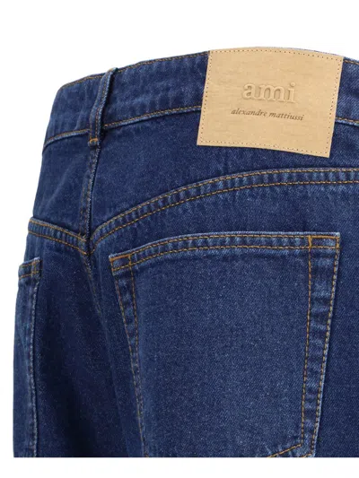 Ami Alexandre Mattiussi Ami Paris Men Wide Leg Denim Jeans In Blue