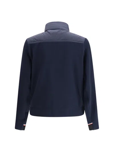 Moncler Grenoble Quilted Zip Up Cardigan In Navy Blu In Blue