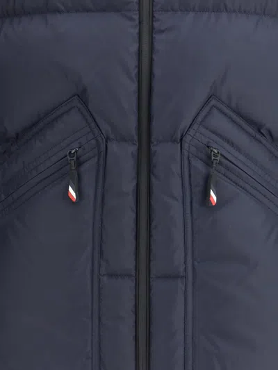 Moncler Grenoble Quilted Zip Up Cardigan In Navy Blu In Blue