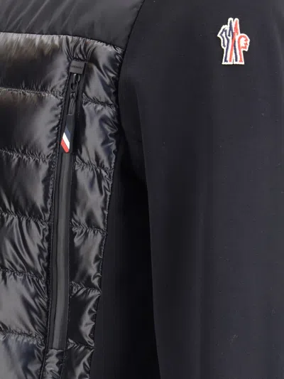 Moncler High Collar Long Sleeve Padded Sweatshirt In Black