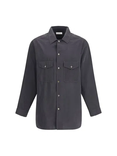 Lemaire Convertible Collar Shirt In Gray