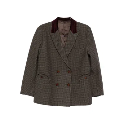 Blazé Milano Double-breasted Corduroy-collar Blazer In Gray
