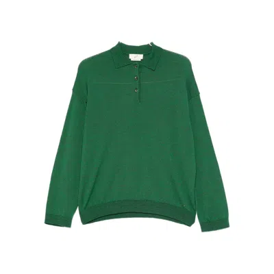 Bite Studios Buttoned Polo Sweater In Green
