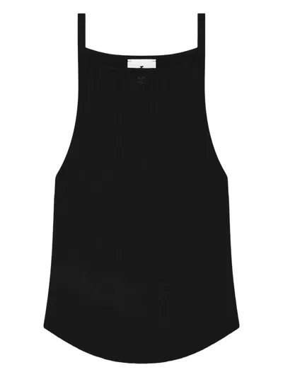 Courrèges Circle Rib Knit Top Clothing In Animal Print