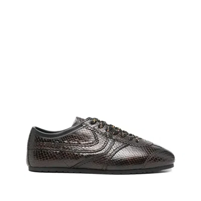 Dries Van Noten Leather Snakeskin-effect Dustin Sneakers In Brown
