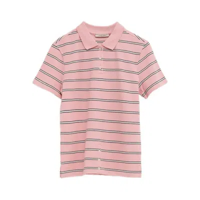 Paloma Wool Striped Button-down Polo Shirt In Pink