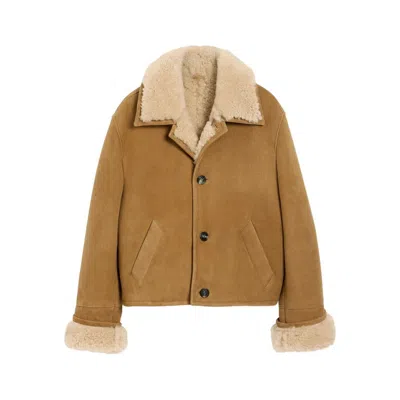 Ami Alexandre Mattiussi Shearling Leather Outerwear Featuring Pockets In Multi