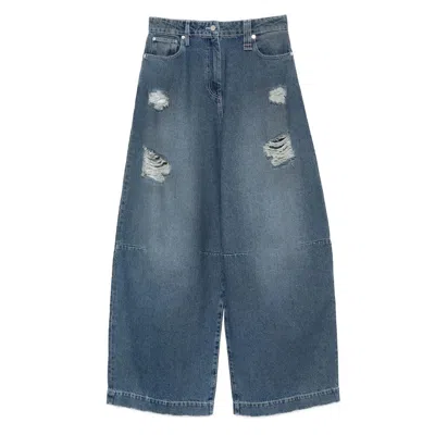 Simone Rocha Distressed Wide-leg Jeans In Blue