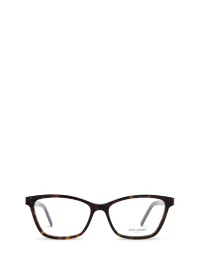 Saint Laurent Square Frame Glasses In Brown