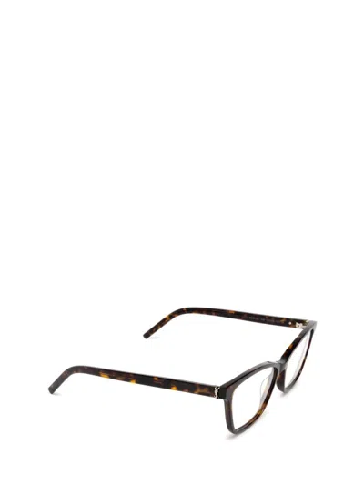 Saint Laurent Square Frame Glasses In Brown