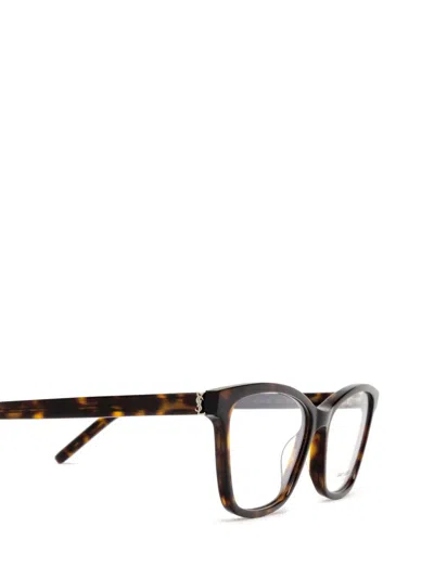 Saint Laurent Square Frame Glasses In Brown