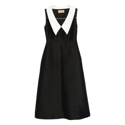 Curiel Contrast-collar Sleeveless Dress In Black