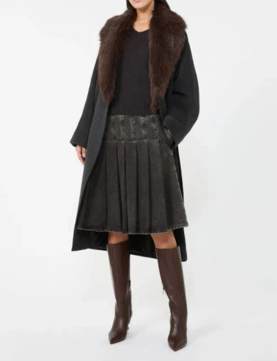 Weekend Max Mara Fur Collar Belted Coat In Gray