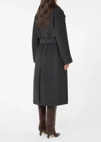 Weekend Max Mara Fur Collar Belted Coat In Gray