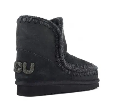 Mou Eskimo 18 Rhinestone Logo Ankle Boots In Black
