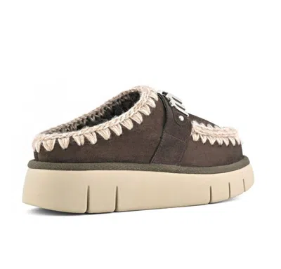 Mou Bounce Clog Slipper-mule In Brown Suede In Brown