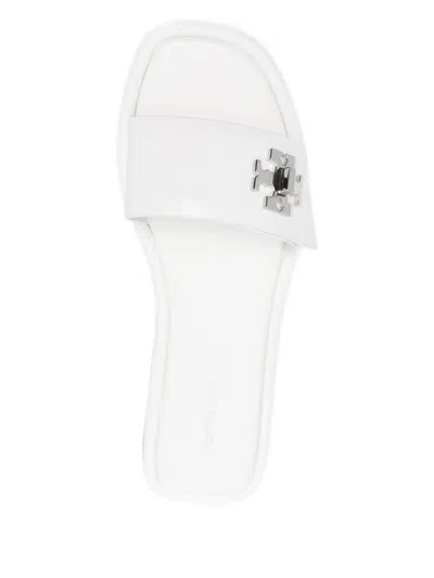 Tory Burch Logo-plaque Sandals In White