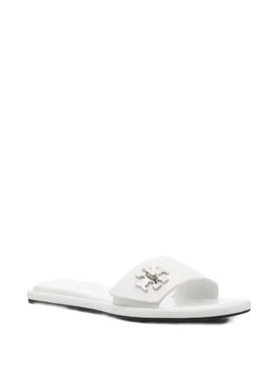 Tory Burch Logo-plaque Sandals In White