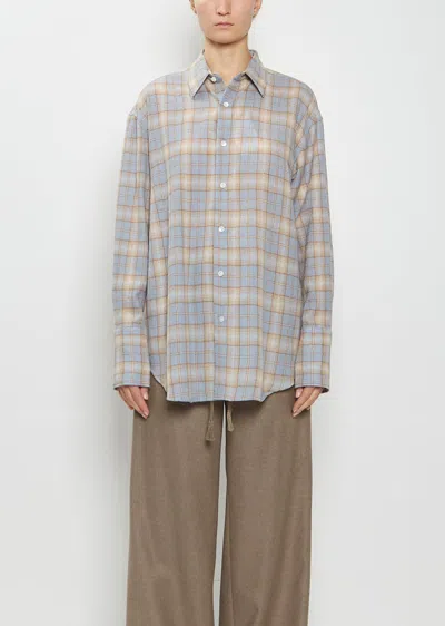 Auralee Airy Wool Flannel Shirt In Multi