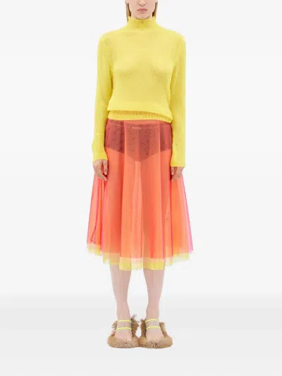 Msgm Layered Tulle Midi Skirt In Multi