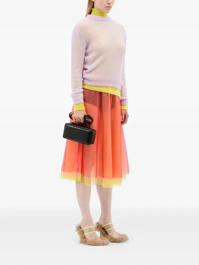 Msgm Layered Tulle Midi Skirt In Multi