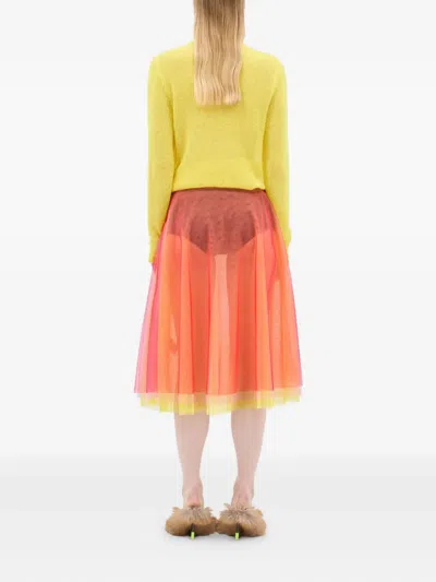 Msgm Layered Tulle Midi Skirt In Multi
