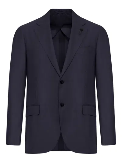 Lardini Unlined Single-breasted Tailored Jacket In Blue