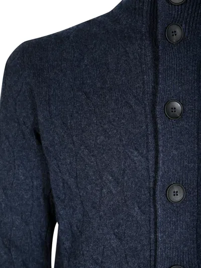 Filippo De Laurentiis Cable-knit Buttoned Cardigan In Blue